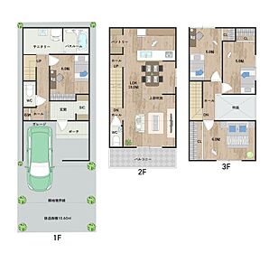 2階LDKには吹抜けを採用し、広がりと開放感をプラス。多用途に活用できる洋室4部屋プランで、多彩な暮らし方に対応します。《建物面積100.44m2、建物価格2102万円》 