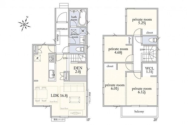 玄関を上がり、直接キッチンへ出入りでき、洗面やバスルームへの負担のない動線設計。またキッチン対面にDENがあることで様子を伺うことも できます。
