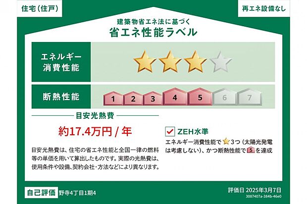 【採用される仕様設備】本ラベルは特定の住戸の性能を示すものであり全ての住戸の性能を示すものではありません。