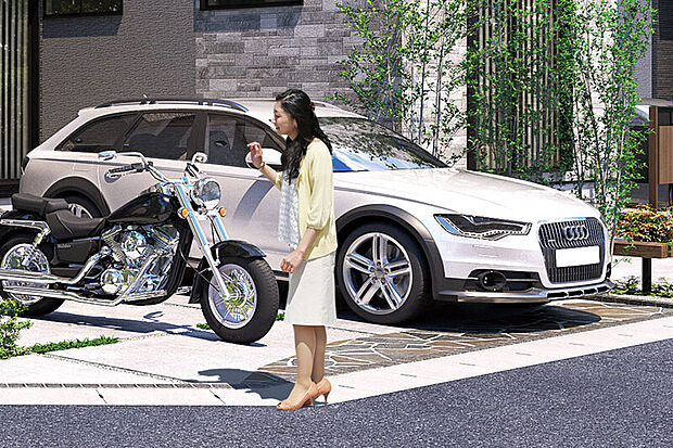 【【2台分のカースペース】】セカンドカーを所有する際に便利な2台分のカースペースをご用意しました。毎日の通勤や買い物、休日のレジャーに活躍します。※号棟により車種制限があります。