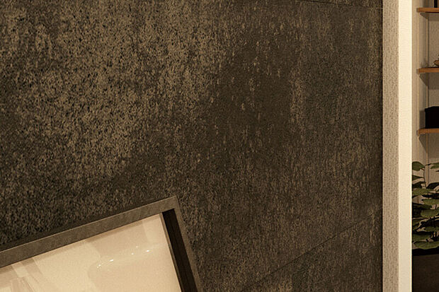 【【SOLID typeF coffee】】原材料に再生しにくい紙やコーヒー豆かすなど身近な廃棄物を配合したセメント素地のままで自然な表情を魅せる全く新しいコンセプトの内装材。温かみのある室内空間を演出します。※号棟により採用状況が異なります。