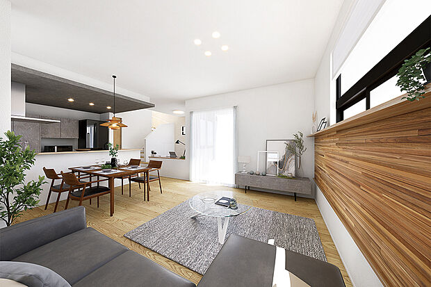 【【憧れの暮らし方を叶える邸別設計】】暮らしの様々な場面に寄り添う2つのスタイルをプランニングしました。身近な自然を楽しめる庭を設け、こだわりのインテリア素材が空間に彩りを添えるなど、外と内に魅力が散りばめられています。