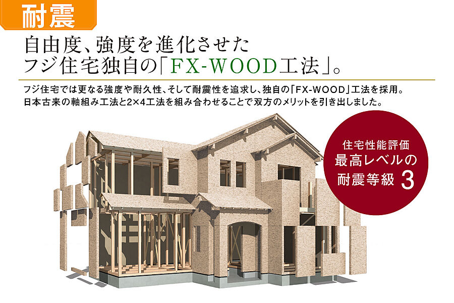 「FX-WOOD」工法を採用することで【耐震等級3】を実現