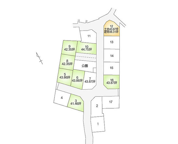 【ブロードヴィレッジ７加古川町友沢】全１７区画！お客様のご希望にそった間取で建てられるフリープラン区画です。