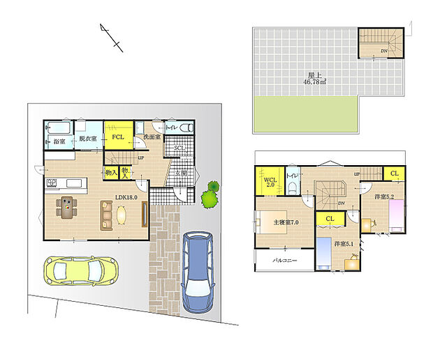 【BV7加古川町友沢5号地】BBQやプール遊びなど多目的に活用できる屋上のある家!
脱衣室横にはファミリークローゼットを設け、身支度からお出かけまでスムーズな間取り。収納も充実の住まいです!