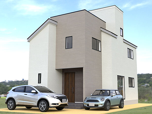 ［完成予想パース：外観］
《初公開》京成千原線「学園前」駅徒歩17分！3LDK+ルーフバルコニーの家