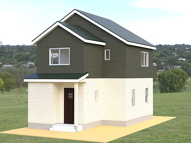 【［完成予想パース］No.2】深いグリーン×クリームカラーの組み合わせがオシャレなデザイン♪落ち着いた雰囲気を演出します。