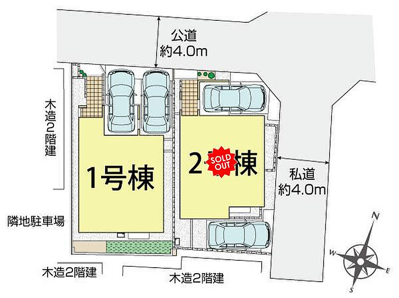 北足立郡伊奈町本町2丁目2棟 区画図