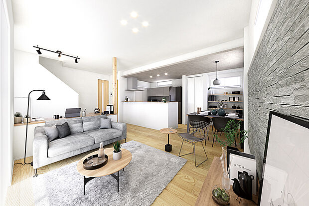 【【インナーデザイン】ステージリビング施工例】住まう人の個性を受け止めるリビング＋αの空間。暮らしのさまざまな場面を満たしてくれます。