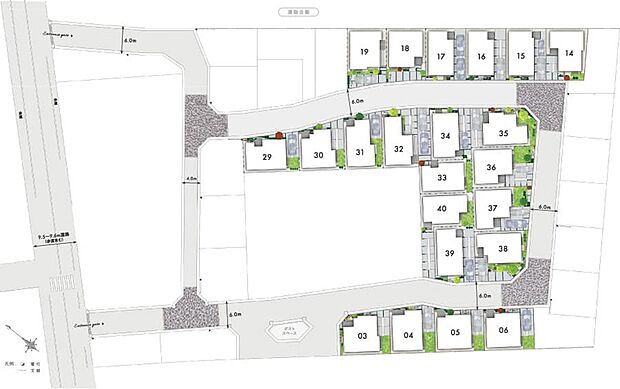 【街と人が自然とリンクする、スケールある街。】ビッグスケールで誕生するこの街は、6.0m幅のゆとりあるメインストリートを中心とし、コミュニティ道路のコーナーや分岐点にインターロッキングを採用。街と人、そして自然が心地良くつながる暮らしを叶えます。