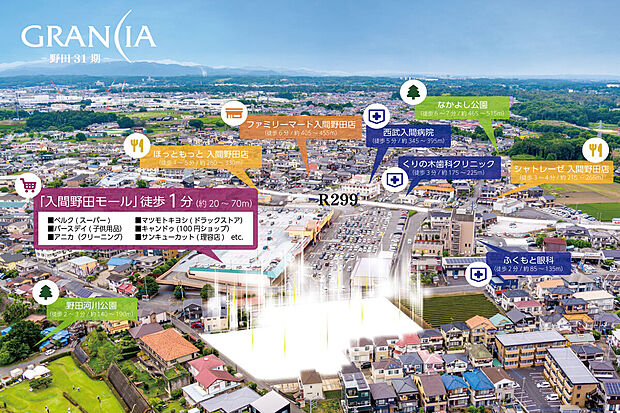 【　周辺環境　】　徒歩圏内にバラエティ豊かな施設が充実！お買い物施設や病院、大型公園など、毎日がより豊かになる良好な住環境です！