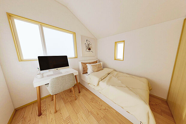 【 居室 】
優しく丁寧な暮らしを提案するナチュラルテイストのお部屋。クローゼット収納付き。(画像は完成予想3DCGパースです)