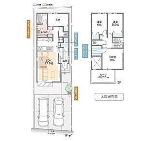 1階にフリースペース、LD吹抜を設置したプラン 