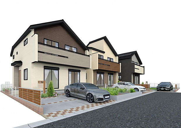 【完成予想図（外観）】　全13棟の新たな街並みが誕生◎教育施設・買い物施設がバランスよく点在し、子育てや新生活を始めやすいロケーションです。ぜひ、お気軽にお問い合わせください。