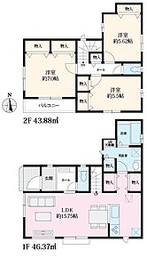 A号棟 主寝室広々7.0帖。洗面室やキッチン横など収納豊富な間取り。 