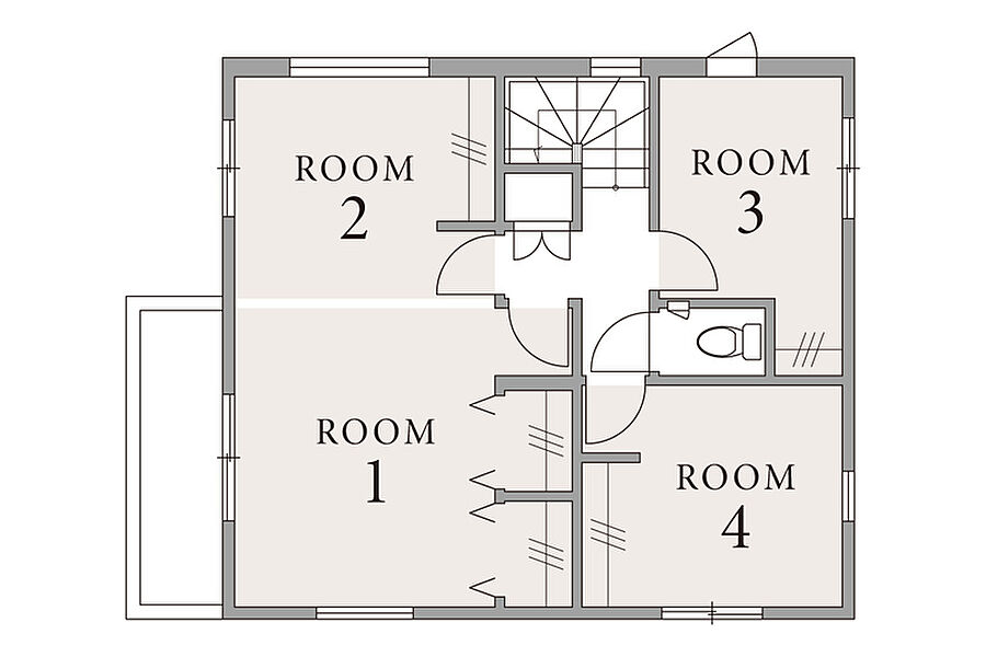 【自由に使える2階4部屋設計】
居室が4部屋分確保できる2階プランニング。家族それぞれのプライベートタイムを満喫できるほか、書斎やアトリエ、ホビールームなど自由な使い方ができます。