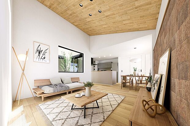 【家族との繋がりを感じられる平屋の住まい】
ゆとりあるスペースを確保したLDKを中心に各居室がワンフロアの中で繋がる平屋は、家族とのコミュニケーションが深まります。※号棟により採用状況が異なります。