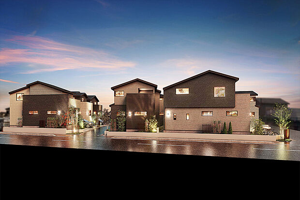 【端正さと静けさが息づく、11邸の街】
寄棟×切妻の美しい屋根ラインに、グレーを基調とした落ち着きある外観デザイン。統一感のある街並みが、洗練と穏やかさを包み込み、心地よい時間を描き出します。