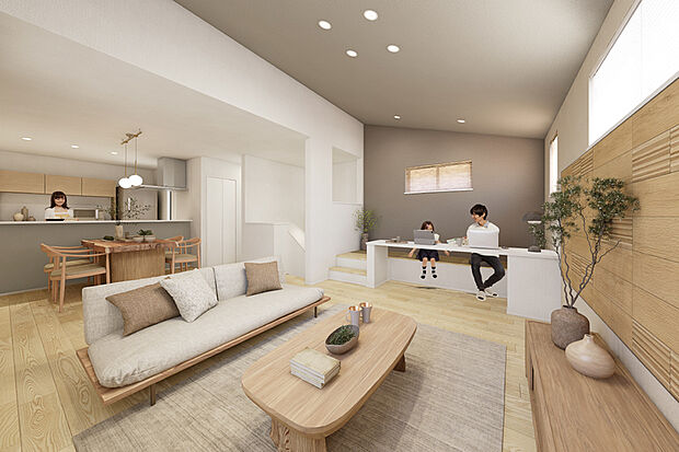 【広がりと繋がりを感じる住まい】
多彩な+α空間で、家族それぞれのライフスタイルに寄り添うリビングを仕立てました。家族とともに過ごすひとときも、自分時間も充実する自由度の高い空間設計です。