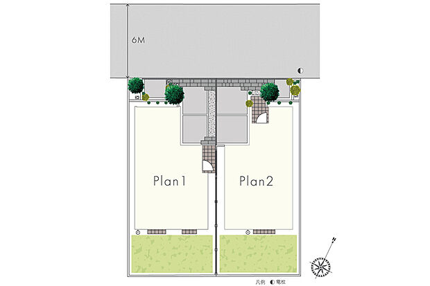 【灯りで演出する明るく美しい安心の街並み】
やわらかな光が街と住まいをつなぎ、一日の終わりに安心と静かな高揚をもたらします。植栽の陰影を美しく魅せるスポットライトが防犯性と癒やしを両立しています。
