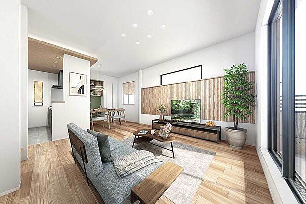 【都市と個性を満喫する、あなたらしい暮らし】
クールな印象のモルタルと、天然木の柔らかな風合いを愉しむ床材コーディネート。個性的で豊かな暮らしを創出するコンビネーションデザインを採用しました。