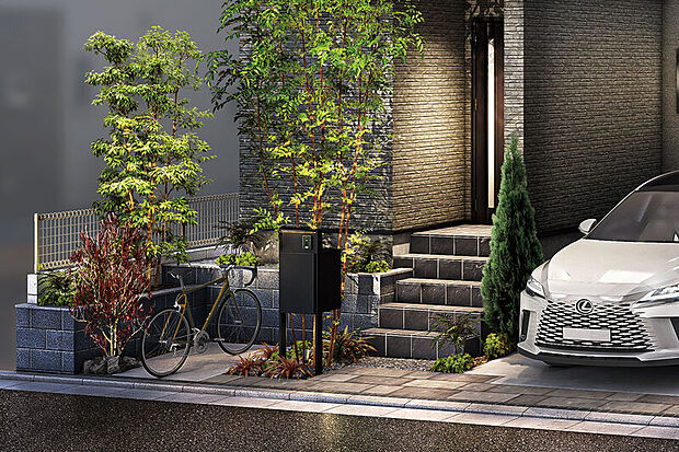 【【ガーデンライト】】庭やアプローチをやさしく照らし、夜の景観に彩りを添える照明です。植栽を美しく引き立てるだけでなく、足元の安全性を高め、防犯面でも安心感をもたらします。