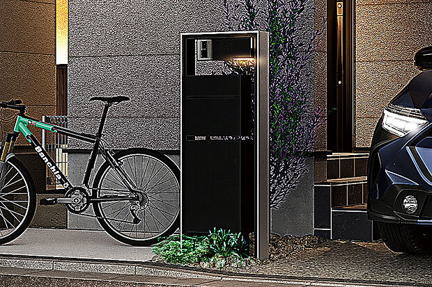 【【宅配ボックス付機能門柱】】外出時でも荷物を受け取ることができる、便利な宅配ボックス付のスタイリッシュな門柱を採用しました。※画像はイメージです。
