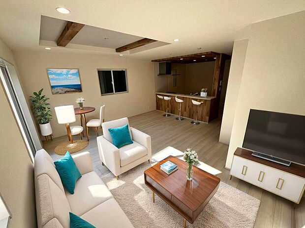 リビング【2号棟】CG加工でお部屋をイメージ。家具付の販売は行っておりません。　