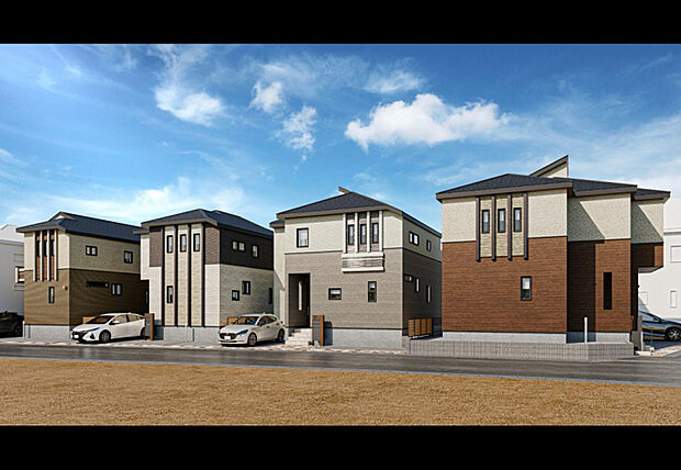 1～4号棟:外観パース※図面を基に描き起こしたパースです。実際とは多少異なります。　