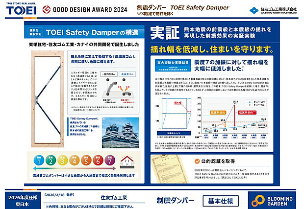 【【制振ダンパー】】公的認証を取得した制振ダンパーです。建築基準法に定められた「数百年に一度発生する地震に対して倒壊・崩壊しない。」 という基準からさらに1.5倍の耐震力を達成しています。