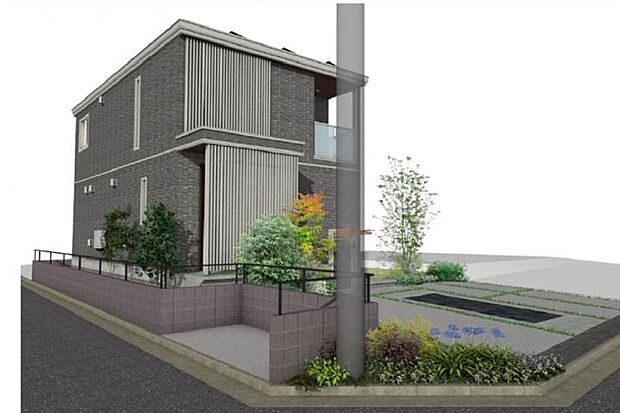 【No.4_外観パース3 】化粧格子で外観を整え、美しい街並みを形成します。※画像はCGイメージです。