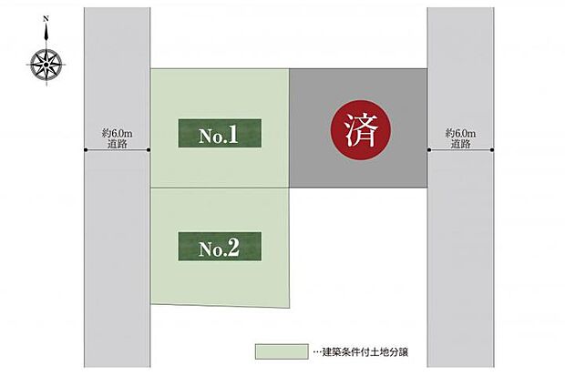 全区画39坪以上の整形地でお庭や駐車場の計画にも余裕のある区画割りです。