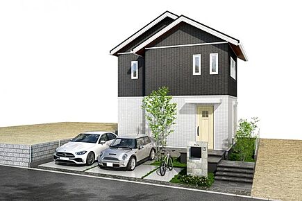 No.4_外観パース1　木造2×6工法の2階建て。※画像はすべてCGです。 