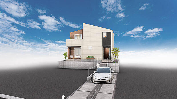 【外観・【完成予想パース】】◇24号棟は、2階リビングというプライバシーも確保された開放感抜群の住環境にあります。キッチンからは、4帖もあるバルコニーが視線上にあり、抜け感を楽しめるポジション。