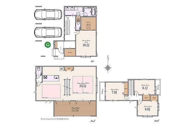 【建物参考プラン】土地価格:11,990万円 建物参考プラン価格:5,000万円(税込) 総額:16,990万円(税込) 土地面積:約121m2 建物面積:約199m2(車庫面積約30m2・ポーチ部分約2m2・バルコニー部分約11m2含む)