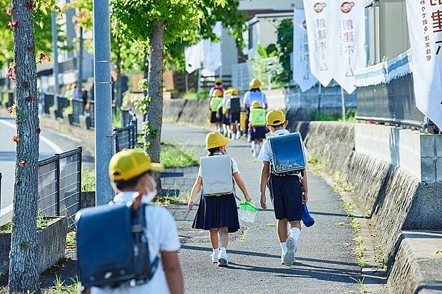 団地内に小学校・保育園があります。整備された歩道、集団登下校での通学のため安心してお子様を見送ることができます。
