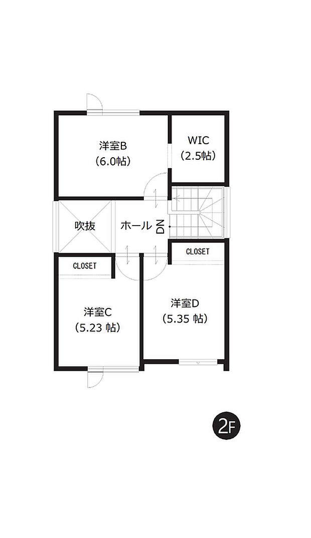 【4LDK】2階に洋室を振り分けることで、ご家族間でのプライベート空間も確保。全部屋に収納や窓付きで使い勝手の良い間取りです。