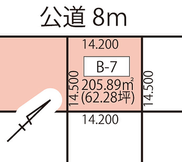 設計の自由度が高まる間口の広い区画です。