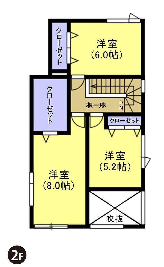 【【3号地 建築プラン例】】建物面積：106.00m2
建物代金：2630万円(税込)
※杭工事、分水工事、諸費用別途
※設計プランの参考一例であって、当該プランの採用可否は任意です。