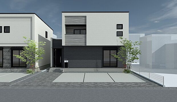 【完成予想図／No.2】LDKに隣接した和室は、家族のくつろぎスペースや来客時の個室など様々な使い方をしていただけます。2階には2室から出入りできる、インナーバルコニーも備えております。