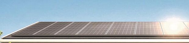 【太陽光発電システム】発電した電力を自宅で使用できるため電力会社から購入する電力の量を抑えることができます。また、万一の災害時の電力確保にも備えられます。(プランに採用されている設備です)