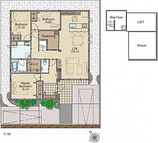 スキップフロア＋納戸＋ロフト収納 