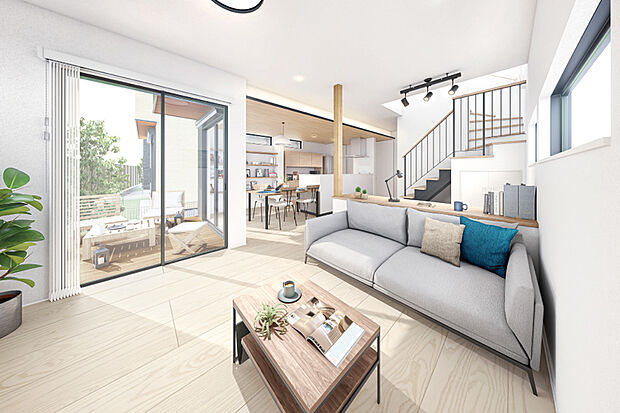 庭を囲むLDKと小上がりのある家