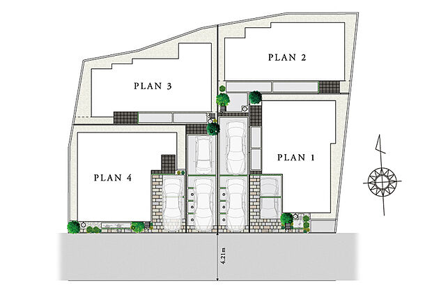 開放感とプライバシーに配慮した配棟計画