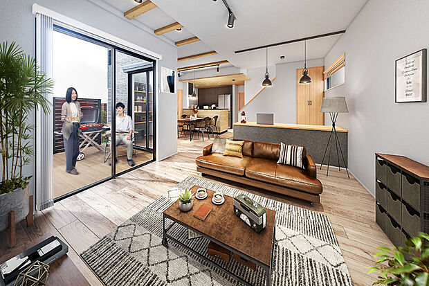 【LDK & LOUNGE PLAN02】家族のそばで自分時間を楽しめる小上がりラウンジ。団らんも一人の時間も、その時の気分で使い分けられる。そんな豊かなひとときを叶えるプラン。