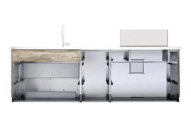 【ステンレスエコキャビネット】クリナップのステンレスキッチンはサビ、水・油汚れ、熱にも強い。カビやニオイもつきにくい。汚れも一拭き、美しさが長持ち。長寿命で、とってもエコ。