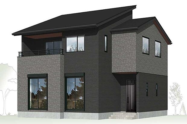 【完成予想図(外観)】9号棟（4LDK＋ウォークインクローゼット＋パントリー＋オープンキッチン＋フリースペース＋インナーバルコニー）  ※実際の色・仕様と異なる場合があります。