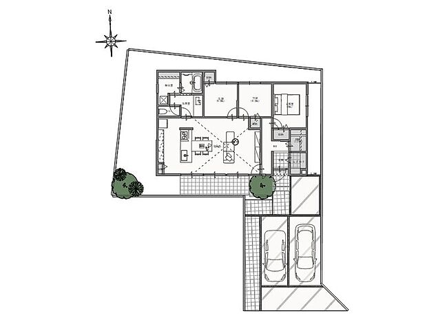 【建物プラン例（３号地）】建物価格　税込3885万円（外構工事330万円・付帯工事165万円含む）、建物面積　89.61m2　■掲載プランは一例であり、当プランを採用するか否かはお客様の自由です。