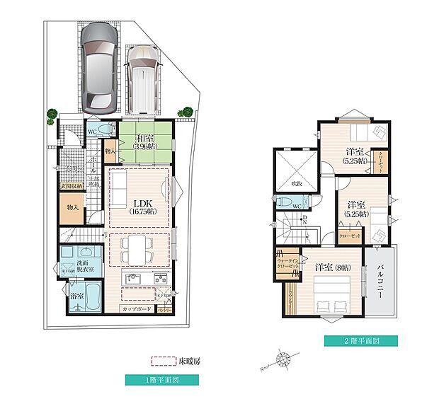 【4LDK】水廻り設備を固め、家事動線を重視。司令塔型キッチンは家事をしながらリビング・ダイニングにいるお子様にも目が届きます。