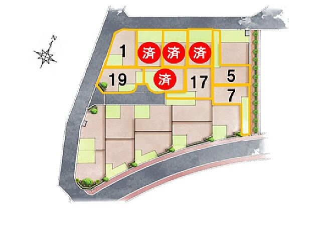 ※区画図には商談中区画も含みます。最新の販売状況は資料請求またはお電話にてお問合せください。